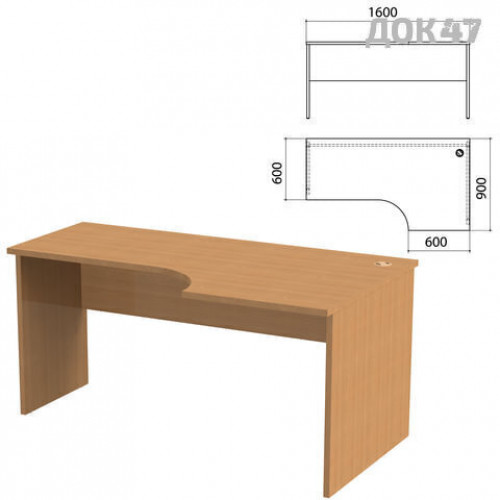 Стол письменный эргономичный Этюд, 1600х900х750 мм, правый, бук бавария (КОМПЛЕКТ)