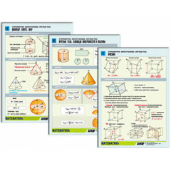 Комплект таблиц по геометрии раздат. "Стереометрия. Взаим. расп. фигур в простр-ве" (цв,лам, А4,8шт)