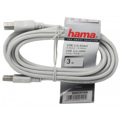 Кабель Hama H-29100 00029100 USB A(m) USB B(m) 3м серый