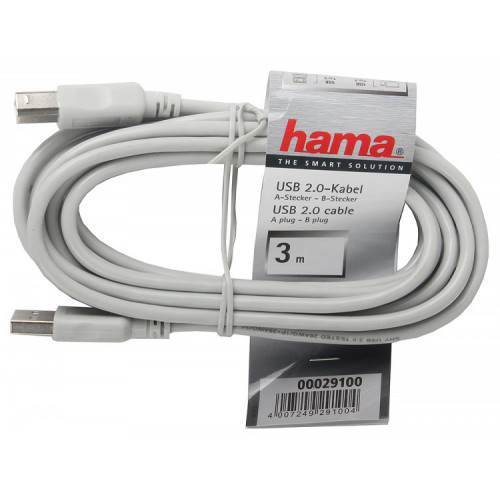 Кабель Hama H-29100 00029100 USB A(m) USB B(m) 3м серый