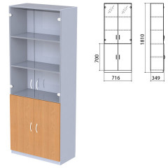 Шкаф закрытый со стеклом "Бюджет", 716х349х1810 мм, груша ароза (КОМПЛЕКТ)