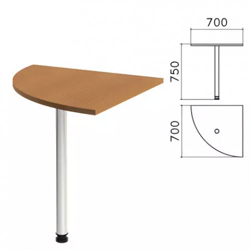 Стол приставной угловой Монолит, 600х600х750 мм, цвет орех гварнери (КОМПЛЕКТ)