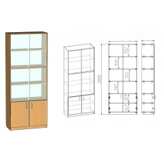 Шкаф застекленный КРН, 800х350х1810 мм