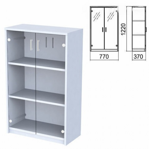 Шкаф закрытый со стеклом Арго, 770х370х1220 мм, серый (КОМПЛЕКТ)
