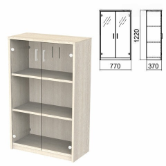 Шкаф закрытый со стеклом "Арго", 770х370х1220 мм, ясень шимо (КОМПЛЕКТ)