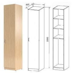 Шкаф закрытый односекционный, 400х465х1800 мм, клен