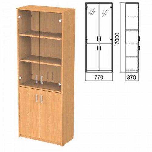 Шкаф закрытый со стеклом  840х430х2010 мм КЛЕН