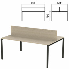 Стол письменный 2-МЕСТНЫЙ на металлокаркасе "Арго", 1800х1236х760 мм, ясень шимо (КОМПЛЕКТ)