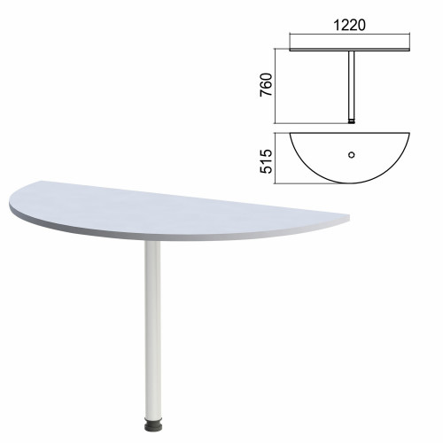 Стол приставной полукруг Арго, 1220х515х760 мм, серый/опора хром (КОМПЛЕКТ)