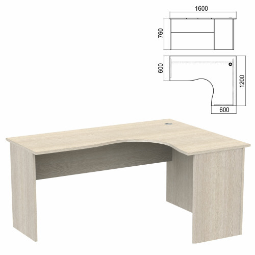 Стол компактный Арго, 1600х1200х760 мм, правый, ясень шимо (КОМПЛЕКТ)