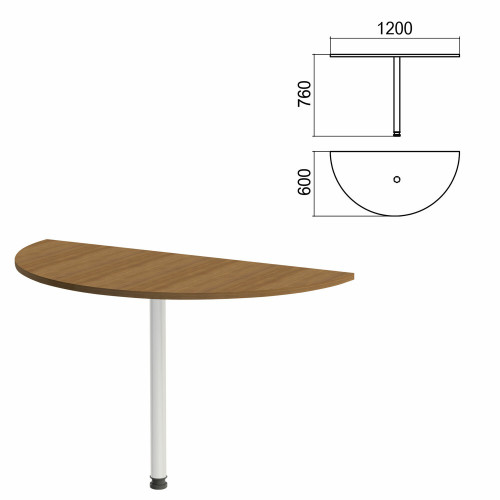 Стол приставной полукруг Арго, 1200х600х760 мм, орех/опора хром (КОМПЛЕКТ)