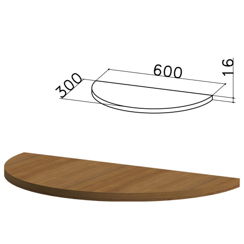 Стол приставной полукруг "Канц", 600х300х750 мм, БЕЗ ОПОРЫ, цвет орех пирамидальный, ПК35.9