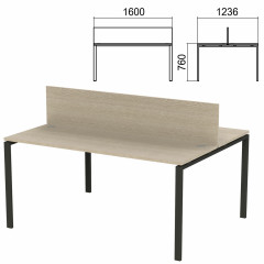 Стол письменный 2-МЕСТНЫЙ на металлокаркасе "Арго", 1600х1236х760 мм, ясень шимо (КОМПЛЕКТ)