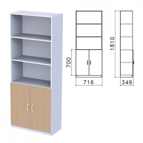 Шкаф полузакрытый Бюджет, 716х349х1810 мм, орех онтарио (КОМПЛЕКТ)