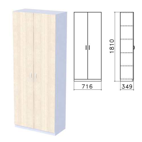 Шкаф закрытый Бюджет, 716х349х1810 мм, дуб шамони светлый (КОМПЛЕКТ)