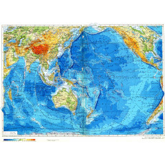 Карта учебная "Тихий океан. Физическая карта" 70х100