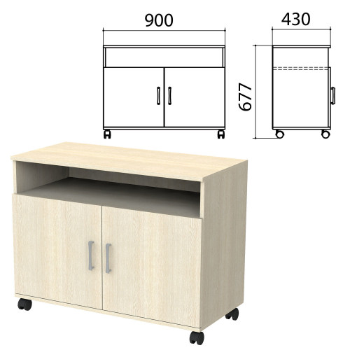 Тумба для оргтехники Канц, 900х430х620 мм, 2 двери, цвет дуб молочный (КОМПЛЕКТ)