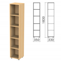 Шкаф (стеллаж), 350х330х1830 мм, 4 полки, цвет бук невский