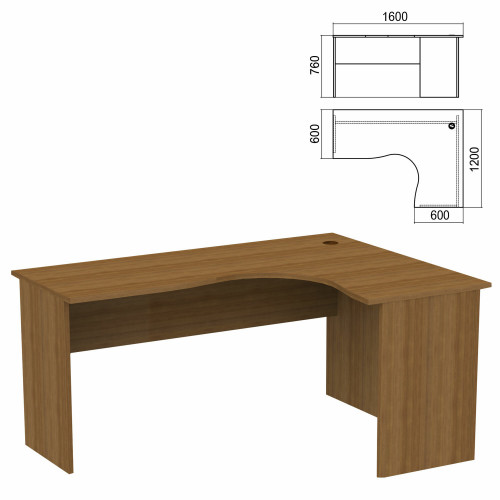 Стол эргономичный Арго, 1600х1200х760 мм, правый, орех (КОМПЛЕКТ)