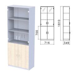 Шкаф закрытый со стеклом "Бюджет", 716х349х1810 мм, орех онтарио (КОМПЛЕКТ)