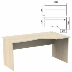 Стол эргономичный "Арго", 1600х900х760 мм, правый, ясень шимо (КОМПЛЕКТ)