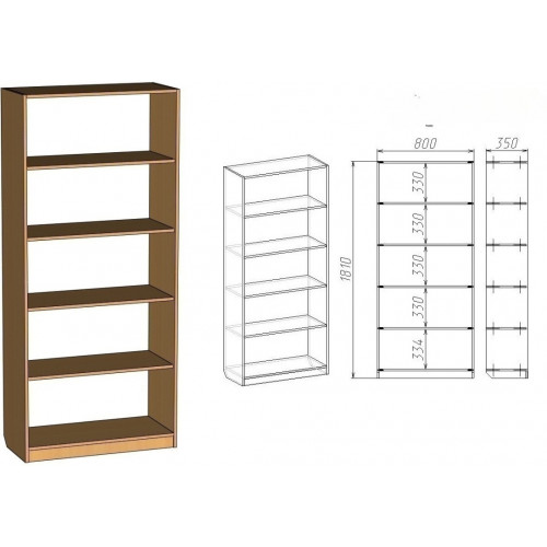 Стеллаж открытый, 800х350х2100 мм