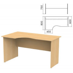 Стол письменный эргономичный "Канц", 1400х800х750 мм, левый, цвет бук невский, СК36.10