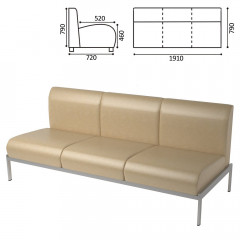 Диван 3-местный "Дилан" 191х72х79 без подлокотников, кожзам, бежевый
