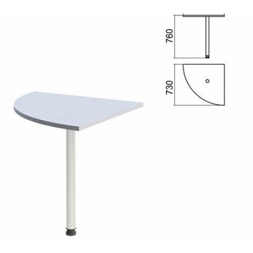 Стол приставной угловой "Арго", 730х730 мм, БЕЗ ОПОРЫ, серый