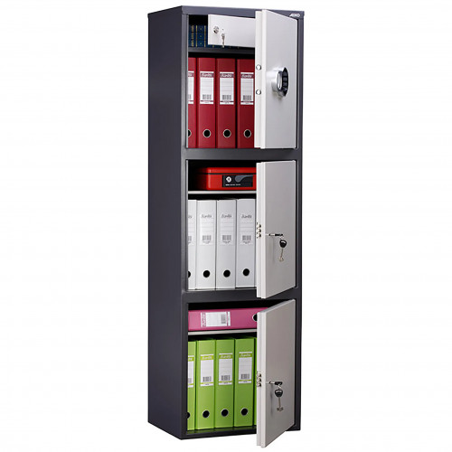 Шкаф металлический для документов 3-х секционный SL-150/3ТEL, ГРАФИТ, 460х340х1490 мм, сварной