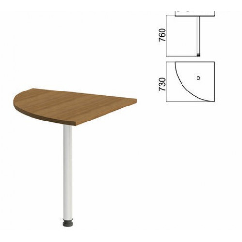 Стол приставной угловой Арго, 730х730х760 мм, орех/опора хром (КОМПЛЕКТ)