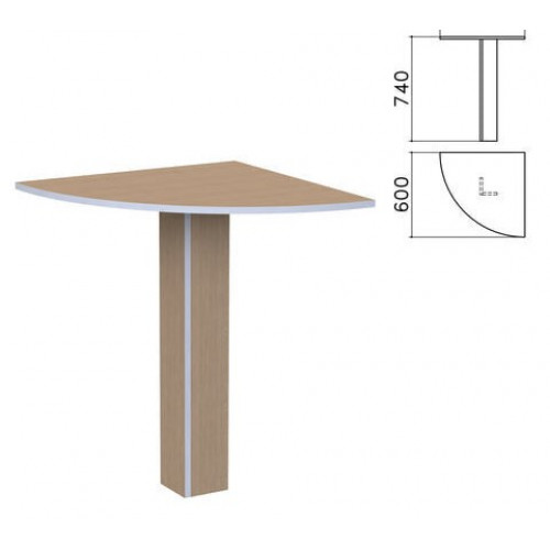 Стол приставной угловой "Бюджет", 600х600х740 мм, орех онтарио, 402664-160