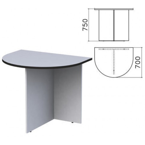 Стол приставной к столу для переговоров (640112) "Монолит", 900х700х750 мм, серый, ПМ19.11