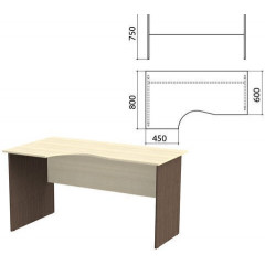 Стол письменный эргономичный "Канц", 1400х800х750 мм, левый, цвет дуб молочный/венге (КОМПЛЕКТ)