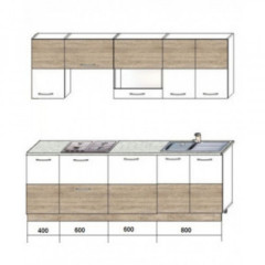 Кухонный гарнитур SP 1200х600х2162мм ЛДСП 16мм Белый / Дуб Сонома