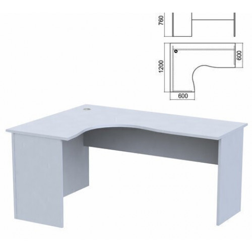 Стол компактный Арго, 1600х1200х760 мм, левый, серый (КОМПЛЕКТ)