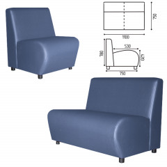 Диван 2-местный "Клауд" 110х75х78 без подлокотников, экокожа, голубой