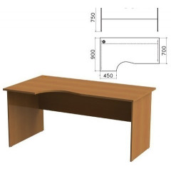 Стол письменный эргономичный "Монолит", 1600х900х750 мм, левый, цвет орех гварнери, СМ7.3