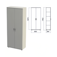 Шкаф закрытый "Этюд", 800х384х1942 мм, цвет серый (КОМПЛЕКТ)