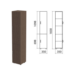 Шкаф закрытый "Канц", 350х350х1830 мм, цвет венге (КОМПЛЕКТ)