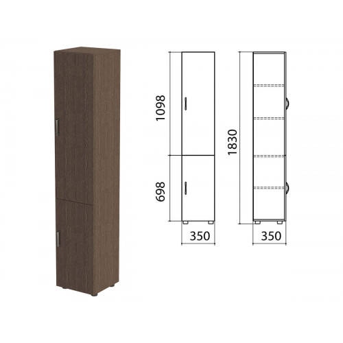 Шкаф закрытый Канц, 350х350х1830 мм, цвет венге (КОМПЛЕКТ)