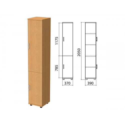 Шкаф закрытый Монолит, 370х390х2050 мм, цвет бук бавария (КОМПЛЕКТ)