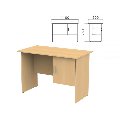 Стол письменный Канц, 1100х600х750 мм, тумба с дверью, цвет бук невский, СК26.10