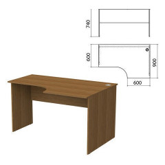 Стол письменный эргономичный "Бюджет", 1360х900х740 мм, правый, орех французский, 402663-190