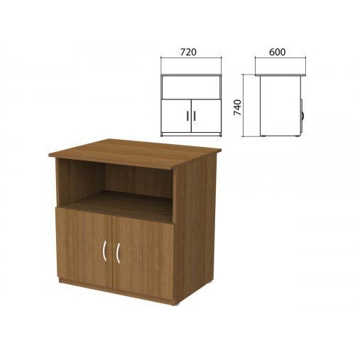 Тумба для оргтехники Бюджет, 720х600х740 мм, 2 двери, орех французский, 402658-190