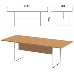 Стол для переговоров "Этюд", 2100х900х750 мм, БЕЗ ОПОР, бук бавария, 400043-55