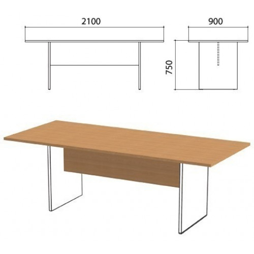 Стол для переговоров Этюд, 2100х900х750 мм, БЕЗ ОПОР, бук бавария, 400043-55