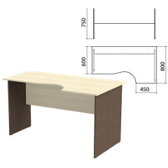 Стол письменный эргономичный "Канц", 1400х800х750 мм, правый, цвет дуб молочный/венге (КОМПЛЕКТ)