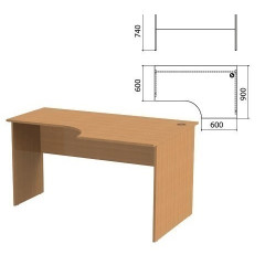 Стол письменный эргономичный "Эко", 1400х900х740 мм, правый, бук бавария, 400749-55
