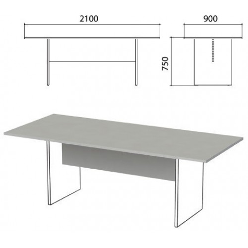 Стол для переговоров "Этюд", 2100х900х750 мм, БЕЗ ОПОР, серый, 400043-03